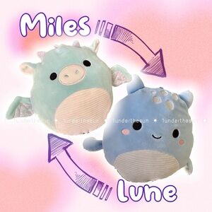 ✨ Flip-A-Mallows 8” 🐉 Dragon Miles + 🦕 Lune the Lochness Monster Squishmallows